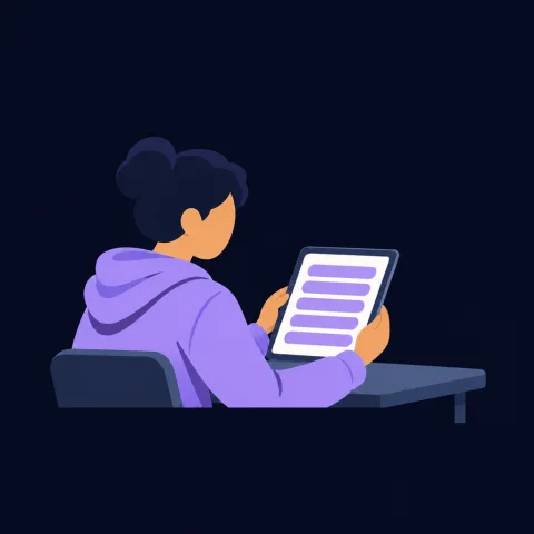 AI-generated illustration: the student reading the answer calmly.