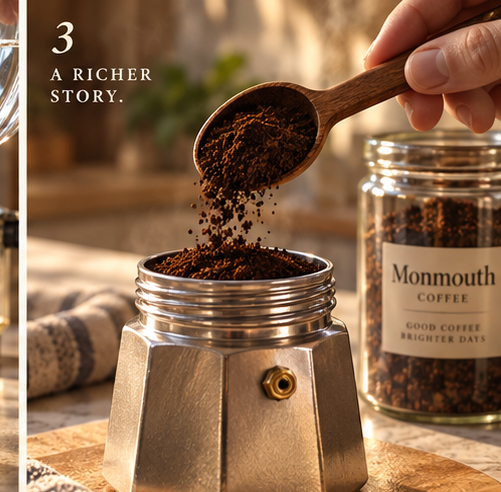 Shot 2 of 6: adding coffee grounds.