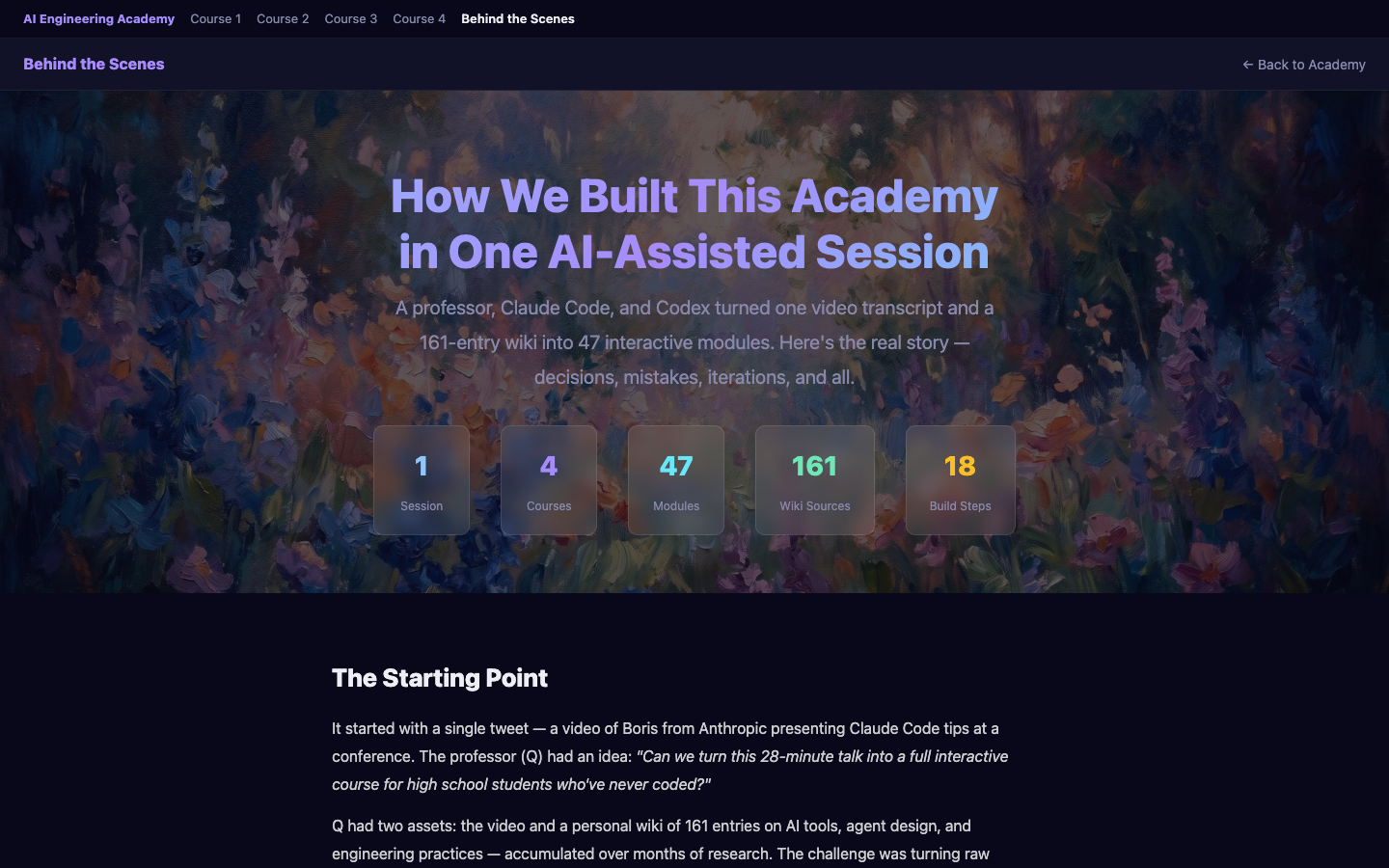 Case study landing — Behind the Scenes